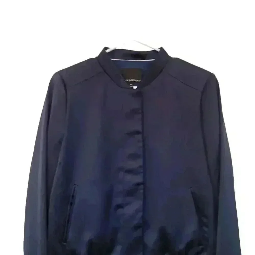 Banana Republic Men's Navy Poly Satin Lined Bomber Jacket